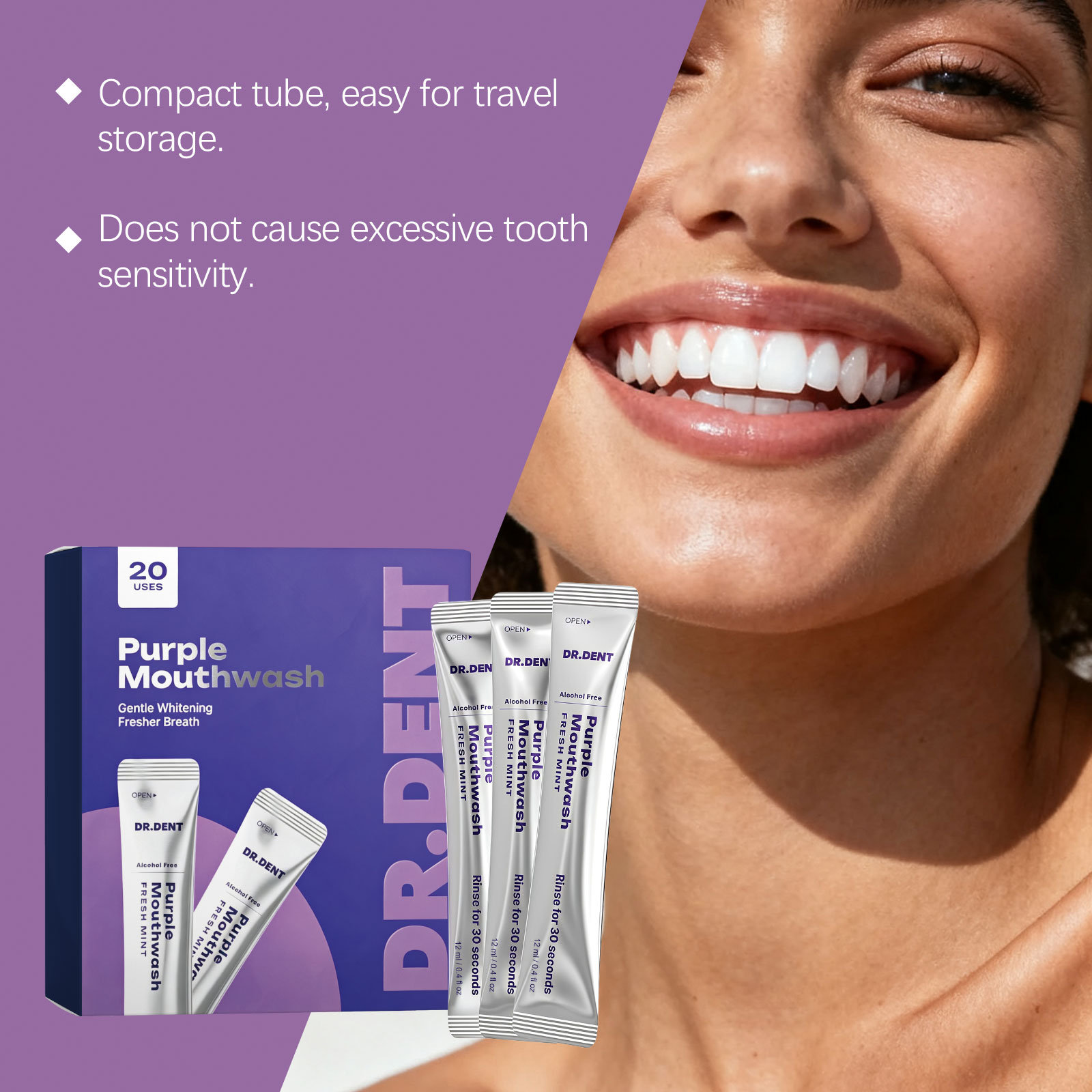 Фиолетовая ополаскиватель для  – обзор и цена Teeth Whitening Mouthwash